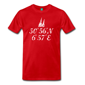 Köln T-Shirts mit dem Längengrad und Breitengrad des Kölner Doms
